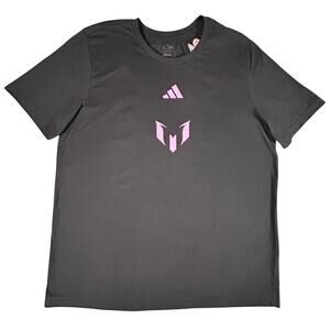 New Lionel Messi Unveil T Shirt Men's XL Black Pink Adidas Inter Miami 10 Soccer